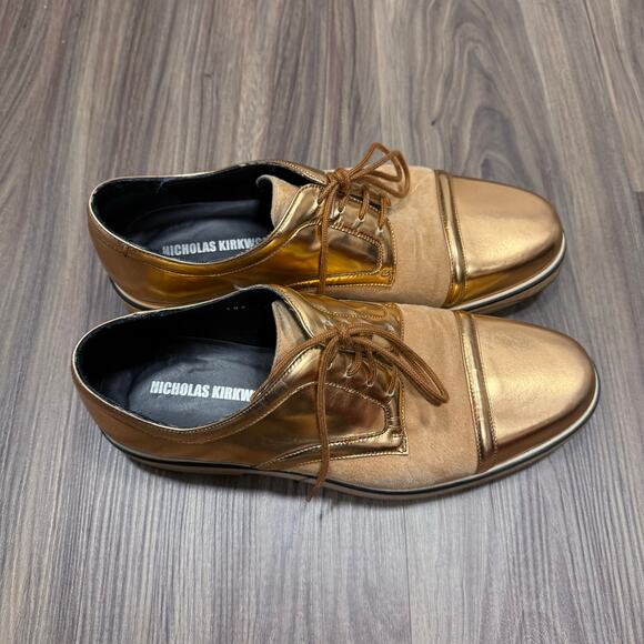 Fabulous Nicholas Kirkwood Gold Suede Luxury Sneaker 41 - Picture 4 of 9